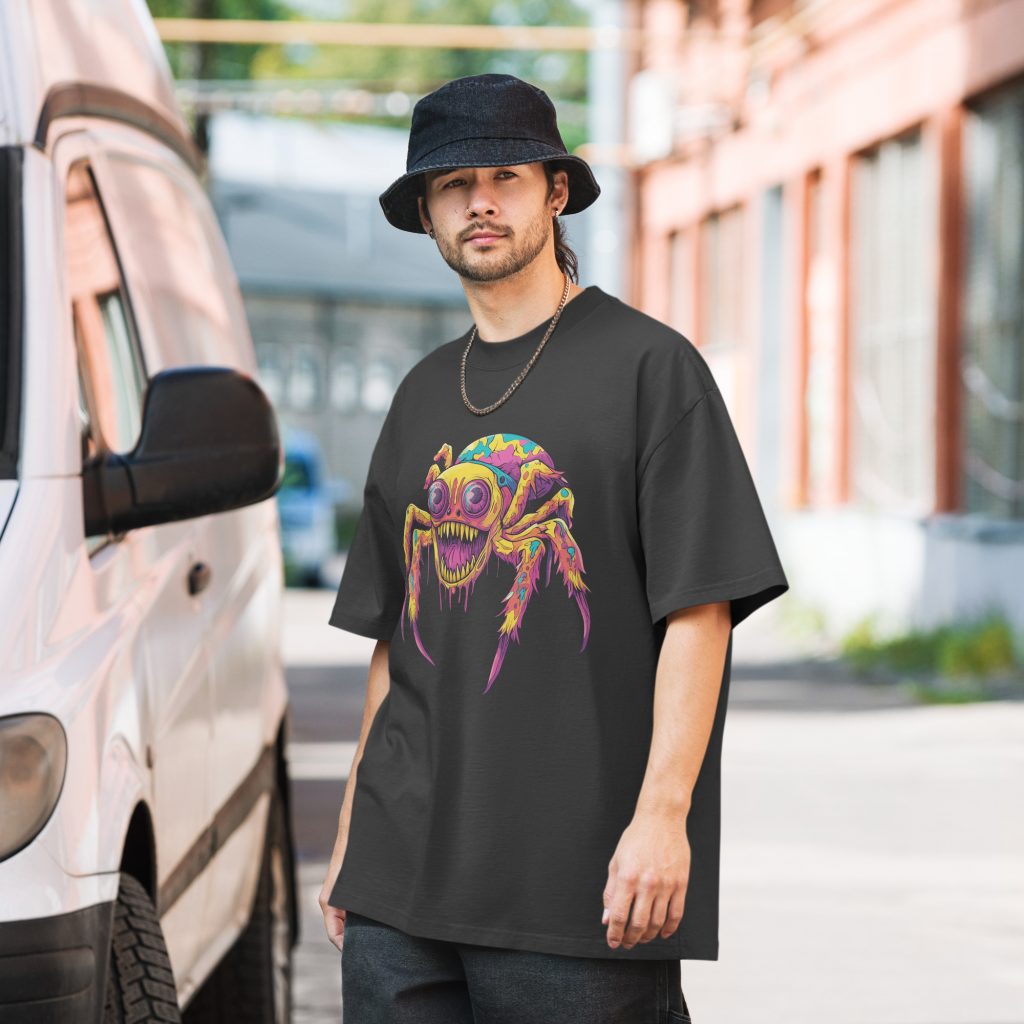 Noctovision 'Psycho-delic Spider' Oversized faded t-shirt