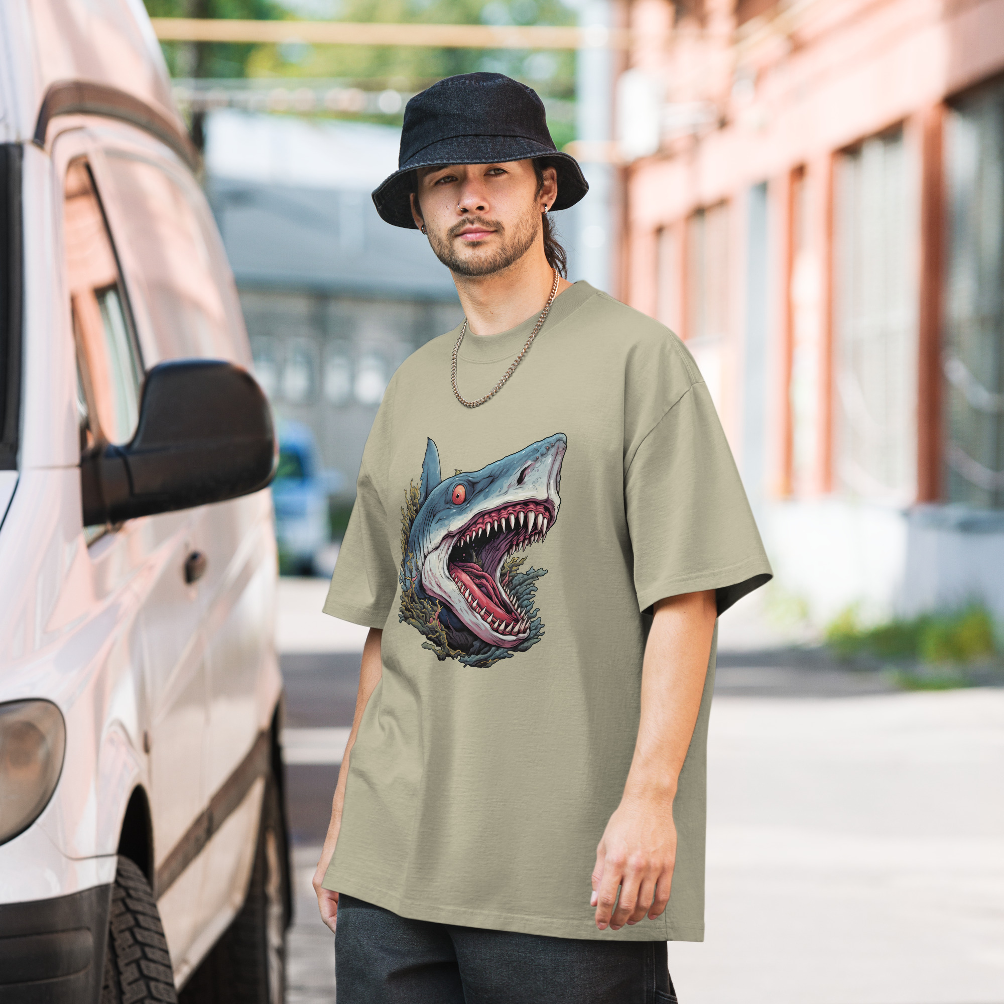 Noctovision 'Toxic Shark' Oversized faded t-shirt - Image 3